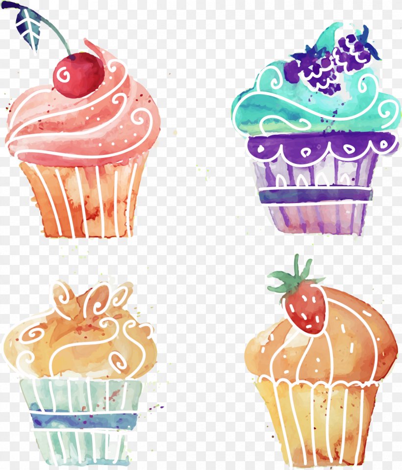 Cupcake Fruitcake Watercolor Painting, PNG, 1217x1423px, Cupcake, Baking Cup, Cake, Dairy Product, Dessert Download Free
