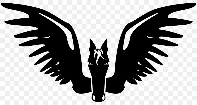 Pegasus Horse Clip Art, PNG, 2400x1286px, Pegasus, Beak, Black And White, Claw, Fictional Character Download Free