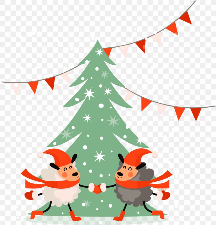 Sheep Euclidean Vector, PNG, 2174x2268px, Sheep, Art, Branch, Christmas, Christmas Decoration Download Free