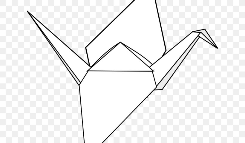 Crane Line & Form Orizuru Clip Art Origami, PNG, 640x480px, Crane, Area, Art, Black And White, Diagram Download Free