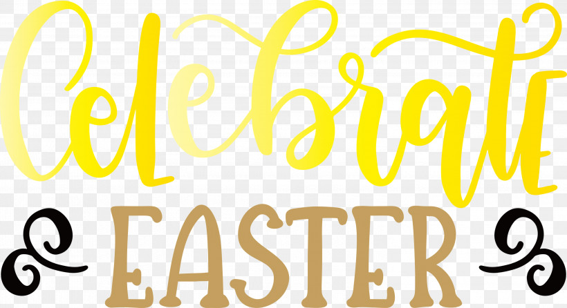 Happy Easter, PNG, 3000x1632px, Happy Easter, Text, Yellow Download Free