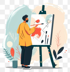 Painter Painting - Man Painting On Canvas PNG