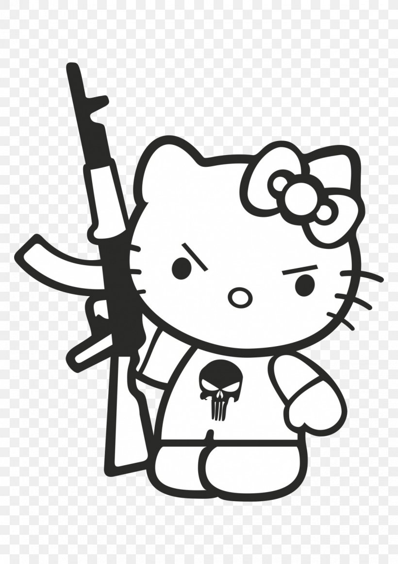 Hello Kitty Sticker Decal Firearm AK-47, PNG, 1131x1600px, Watercolor, Cartoon, Flower, Frame, Heart Download Free