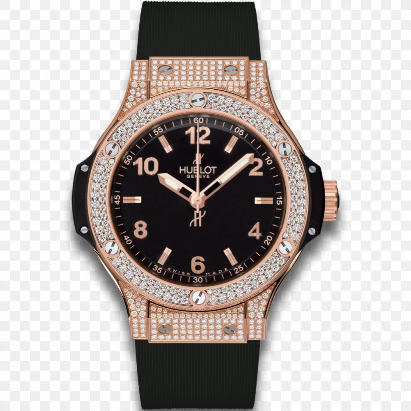 Watch Hublot Diamond Quartz Clock Gold, PNG, 1000x1000px, Watch, Automatic Watch, Bezel, Brand, Brown Download Free