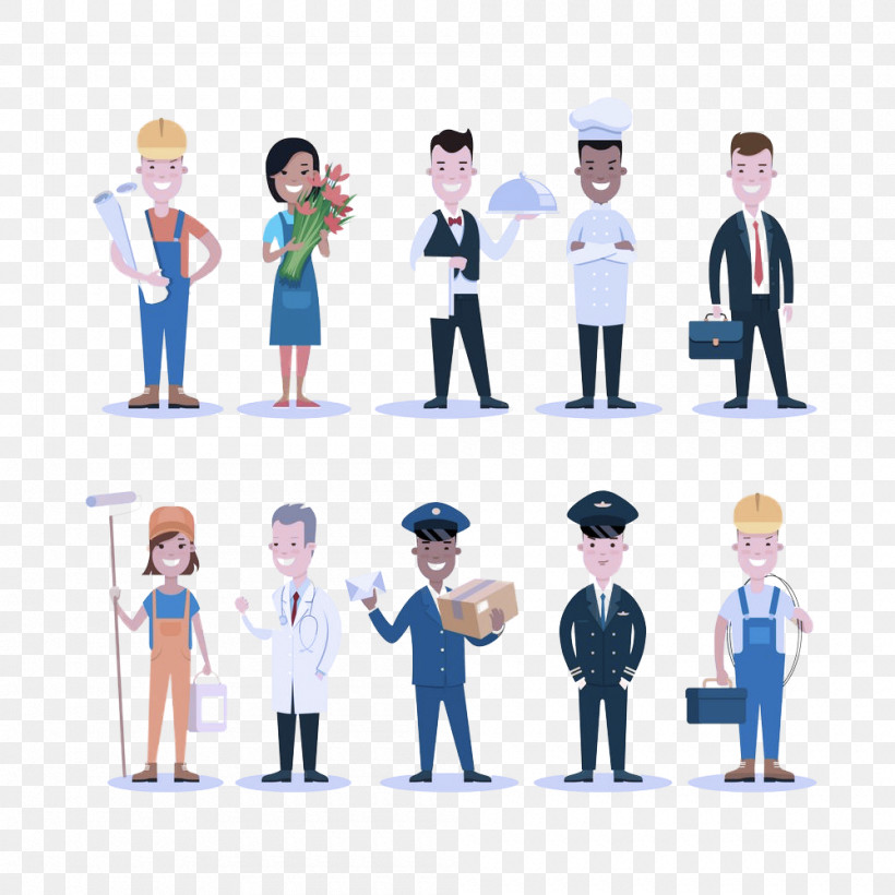 Cartoon Team Job Standing Uniform, PNG, 1000x1000px, Cartoon, Business, Employment, Gesture, Job Download Free