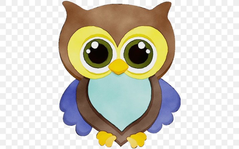 Owl Cartoon Bird Bird Of Prey Yellow, PNG, 600x512px, Watercolor, Animation, Bird, Bird Of Prey, Cartoon Download Free