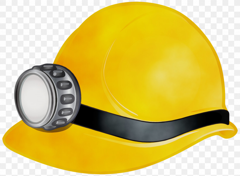 Hard Hat Helmet Yellow Personal Protective Equipment Hat, PNG, 3000x2213px, Watercolor, Cap, Hard Hat, Hat, Headgear Download Free