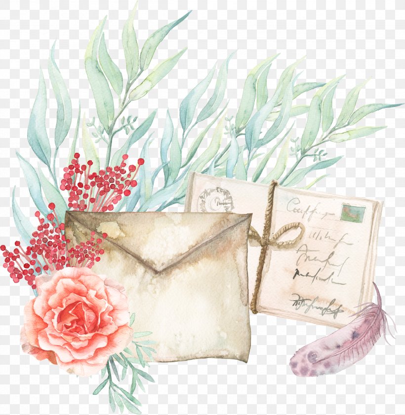 Paper Watercolor Painting Envelope, PNG, 2497x2564px, Paper, Artificial Flower, Cut Flowers, Digital Printing, Envelope Download Free