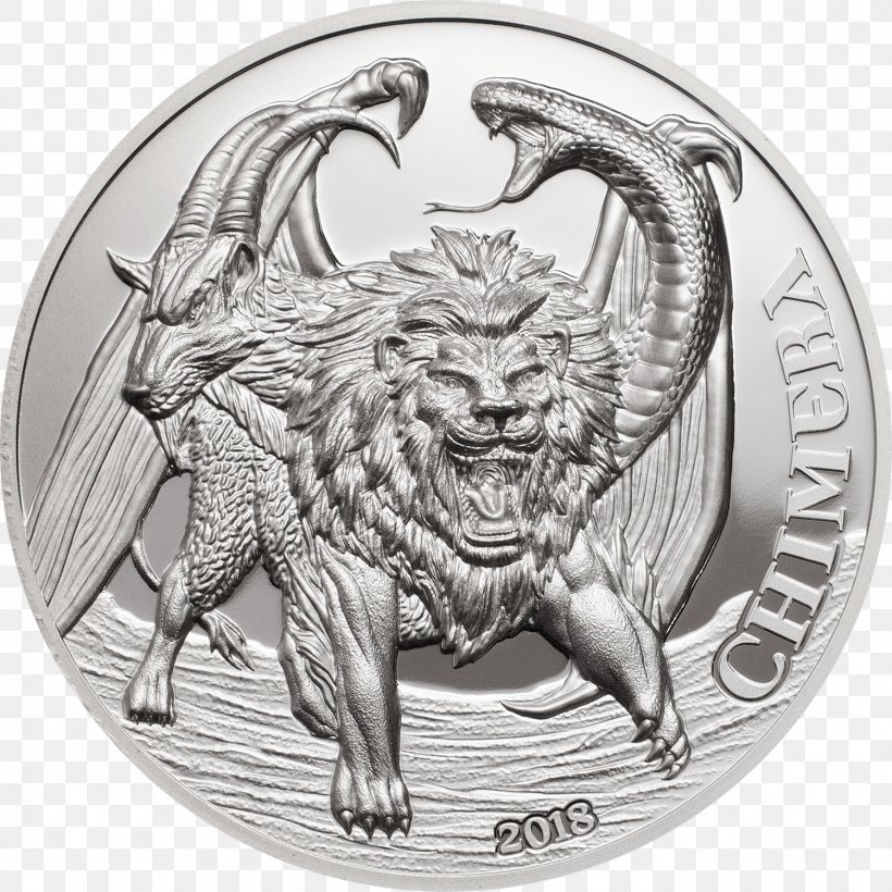 Proof Coinage Silver Coin Chimera, PNG, 1500x1500px, Coin, Black And White, Chimera, Commemorative Coin, Currency Download Free