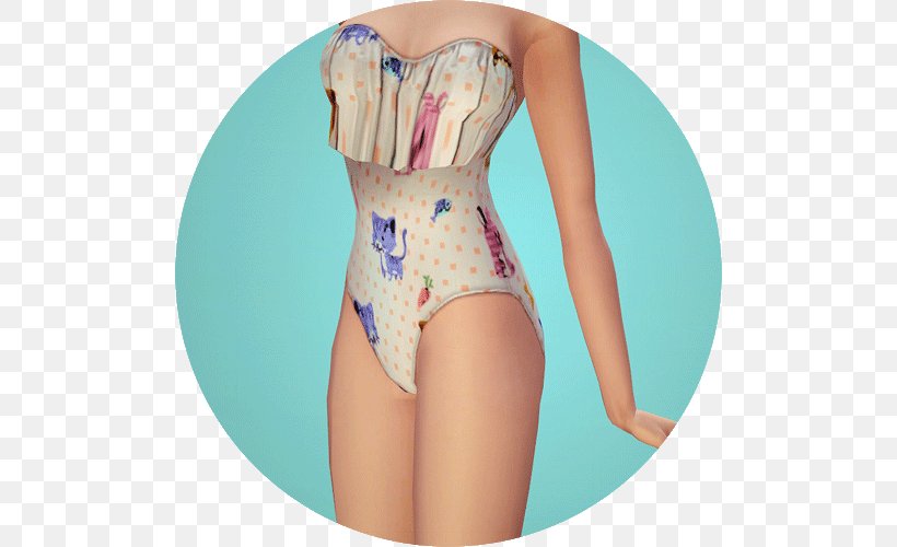 MySims The Sims 3: Seasons The Sims 4 Clothing One-piece Swimsuit, PNG, 500x500px, Watercolor, Cartoon, Flower, Frame, Heart Download Free