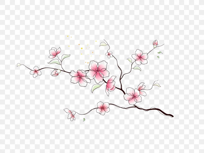 Plum Blossom Ink Brush, PNG, 1000x750px, Plum Blossom, Art, Blossom, Branch, Cherry Blossom Download Free
