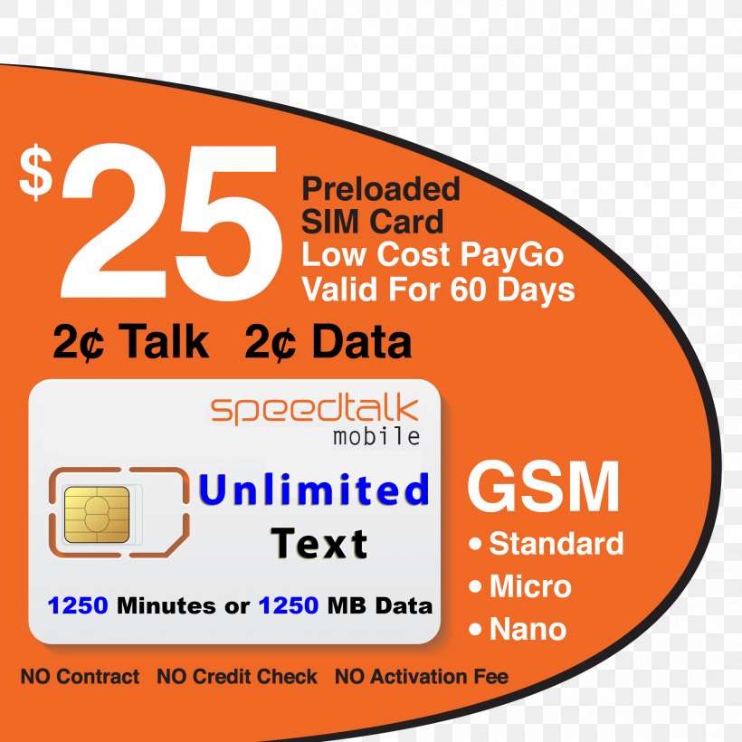 SpeedTalk Mobile Prepaid GSM SIM Card 250 Minutes Talk 250 Minutes Text 200MB 4G LTE Data, PNG, 2502x2502px, Prepay Mobile Phone, Area, Brand, Gsm, Lte Download Free