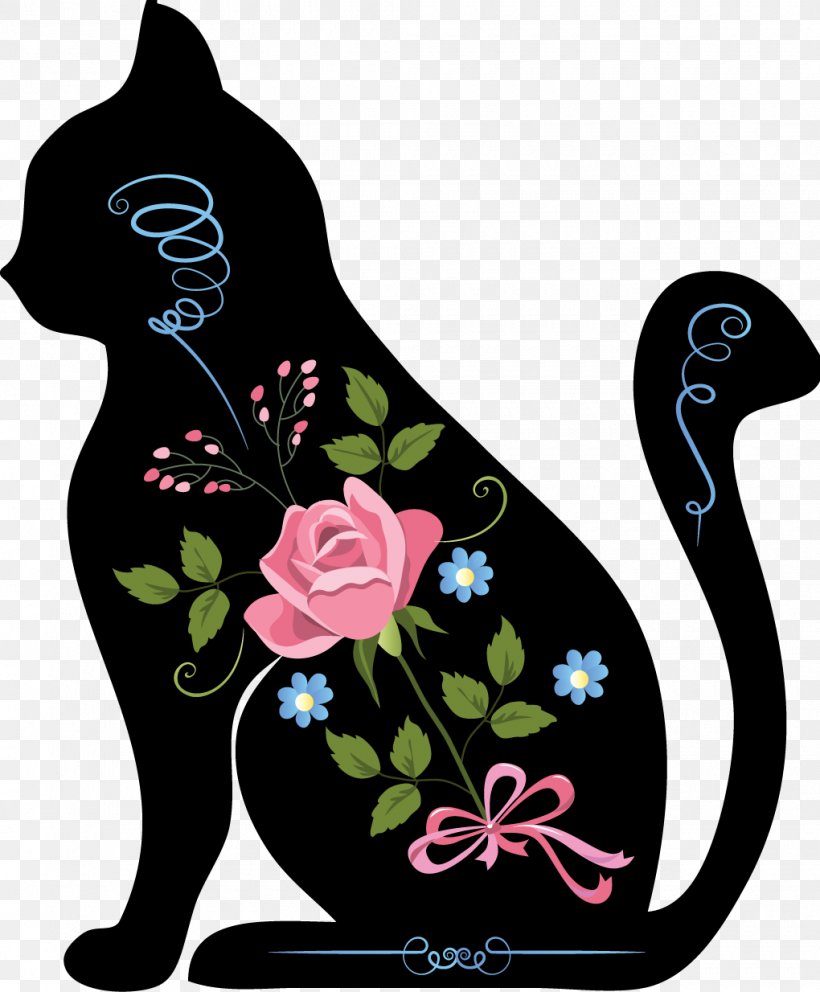 Pink Flower Cartoon, PNG, 1020x1234px, Cat, Animal, Black Cat, Drawing, Embroidery Download Free