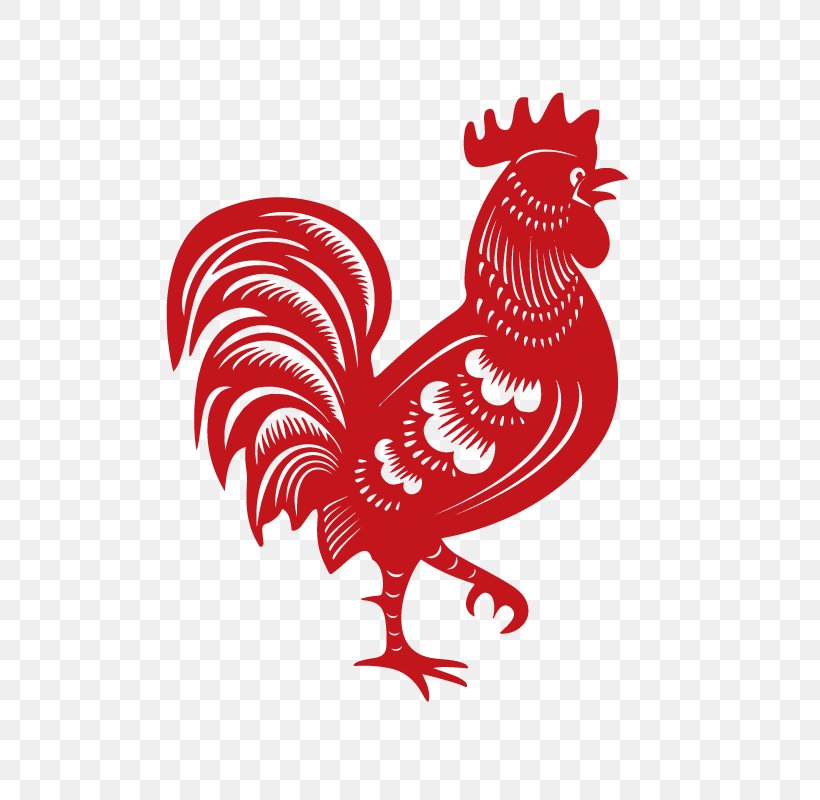 Papercutting Chicken Rooster Chinese New Year, PNG, 800x800px, Paper, Art, Beak, Bird, Chicken Download Free