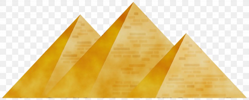 Yellow Triangle Triangle Pyramid, PNG, 3000x1207px, Watercolor, Paint, Pyramid, Triangle, Wet Ink Download Free