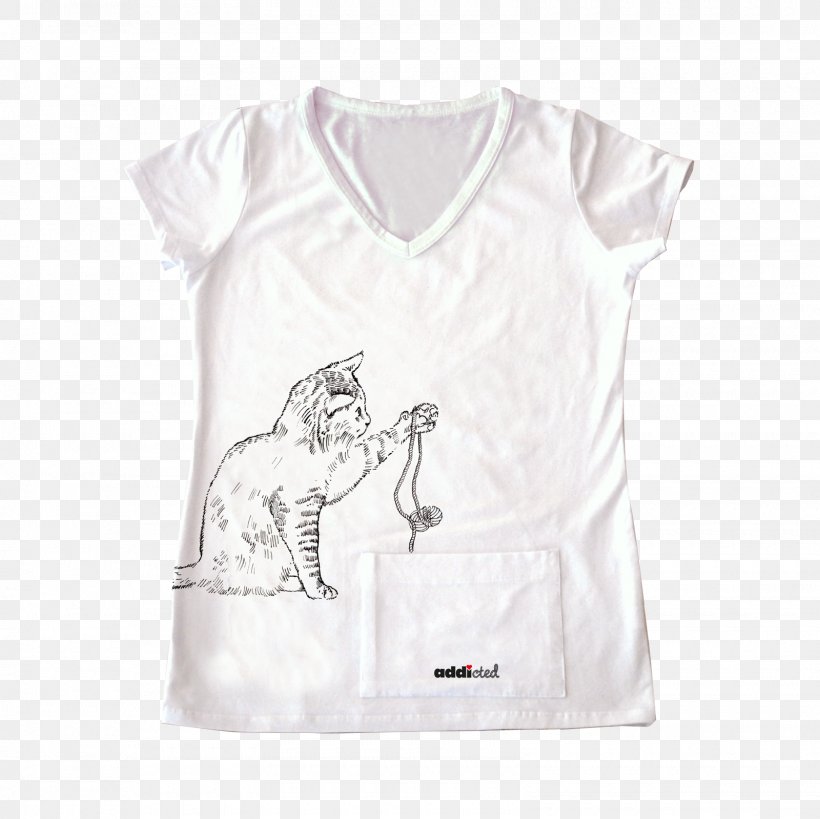 T-shirt Sleeve Active Shirt Knitting Cat, PNG, 1600x1600px, Tshirt, Active Shirt, Cat, Clothing, Knitting Download Free