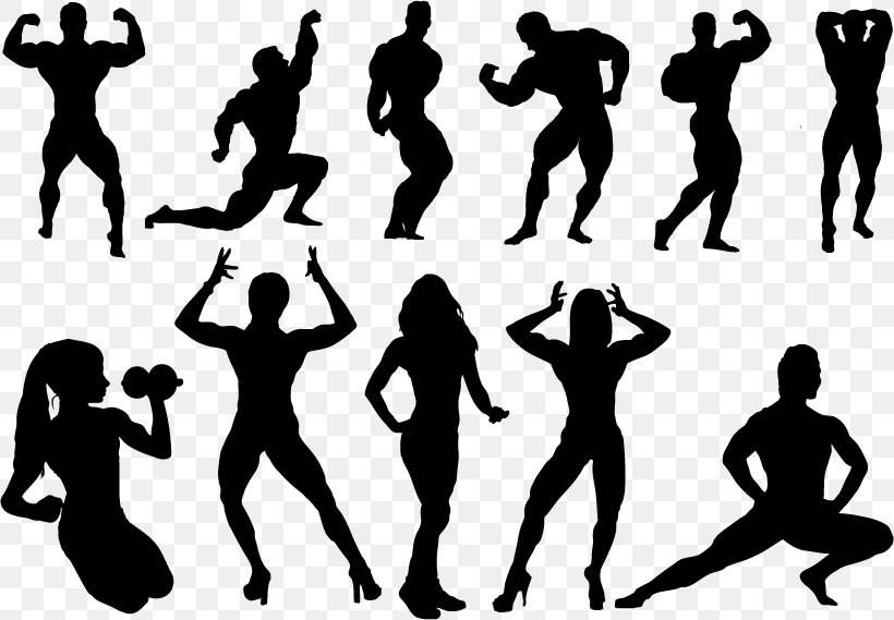 Bodybuilding Silhouette Physical Fitness Clip Art, PNG, 820x569px, Bodybuilding, Arm, Female Bodybuilding, Fitness Centre, Human Download Free