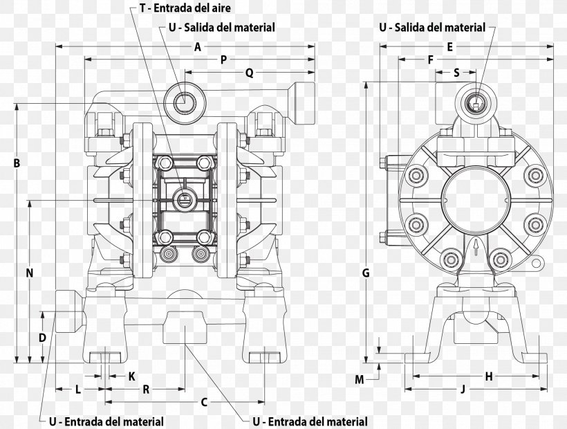 Diaphragm Pump Bomba Neumática Technical Drawing Pneumatics, PNG, 1977x1497px, Pump, Area, Artwork, Auto Part, Black And White Download Free