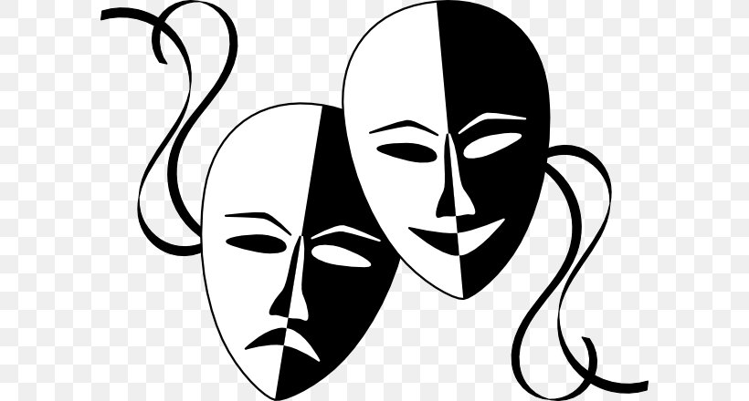 Mask Theatre Drama Clip Art, PNG, 600x440px, Mask, Art, Black And White, Comedy, Communication Download Free