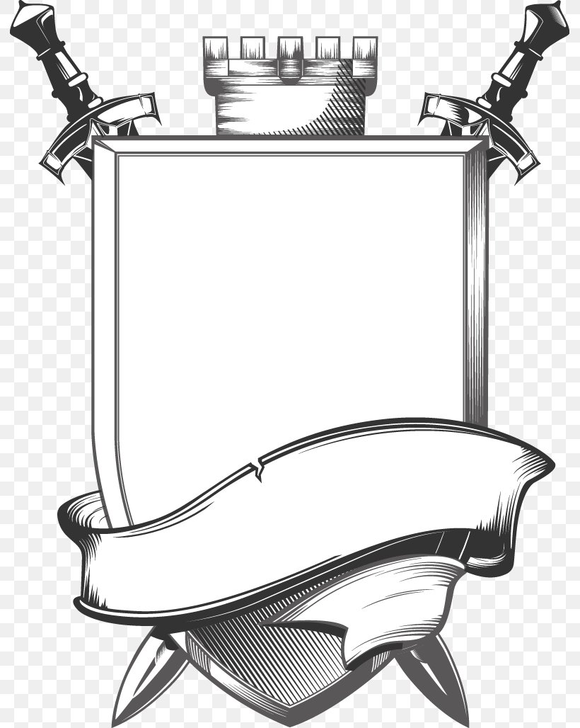 Classical Medieval Element Vector Material, PNG, 791x1028px, Raster Graphics, Black And White, Designer, Dots Per Inch, Furniture Download Free
