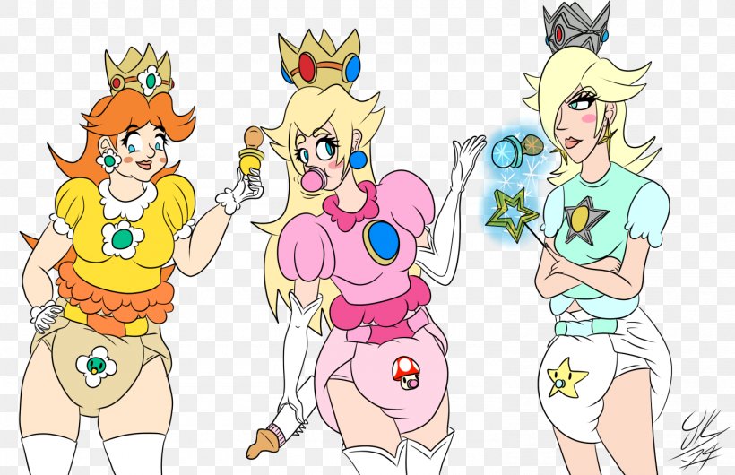 Diapering Princess Daisy Rosalina Princess Peach, PNG, 1500x970px, Watercolor, Cartoon, Flower, Frame, Heart Download Free