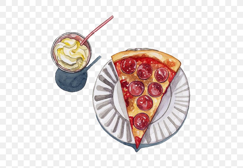 Pizza Food Watercolor Painting Drawing Illustration, PNG, 564x566px, Pizza, Art, Artist, Cherry Pie, Cuisine Download Free