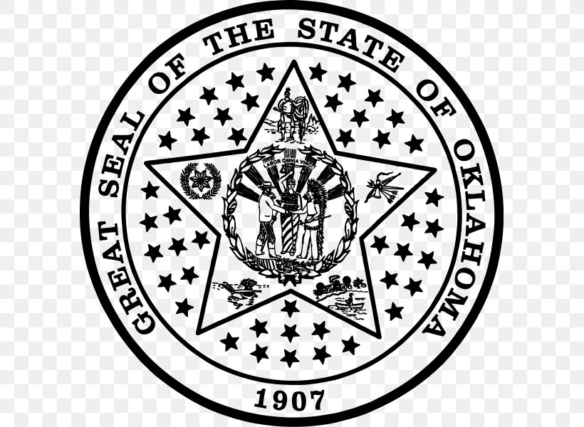 Seal Of Oklahoma Great Seal Of The United States, PNG, 595x600px, Oklahoma, Area, Art, Black And White, Brand Download Free