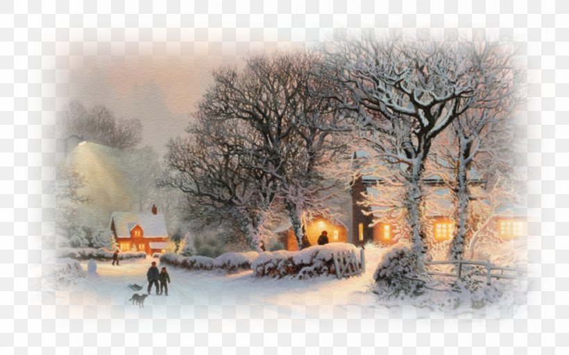 Santa Claus Christmas Card Snow Christmas Village, PNG, 980x613px, Santa Claus, Blizzard, Branch, Christmas, Christmas Card Download Free