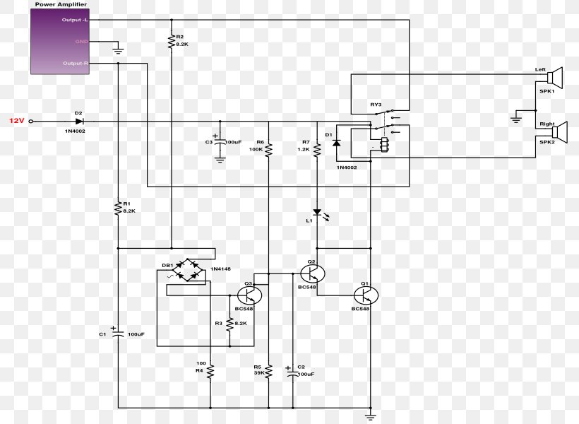 Circuit Diagram Electronic Circuit Schematic Loudspeaker Wiring Diagram, PNG, 800x600px, Circuit Diagram, Amplifier, Area, Audio Power Amplifier, Circuit Breaker Download Free
