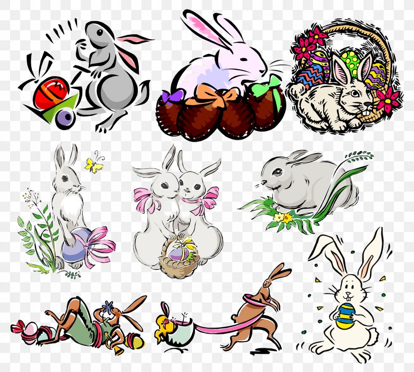 Rabbit Easter Clip Art, PNG, 2256x2032px, Rabbit, Animal Figure, Area, Art, Artwork Download Free