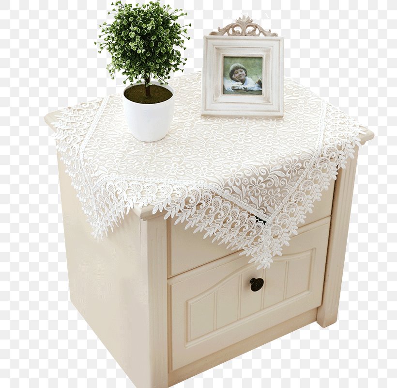 Bedside Tables Towel Tablecloth Furniture, PNG, 800x800px, Table, Bedside Tables, Box, Drawer, Embroidery Download Free