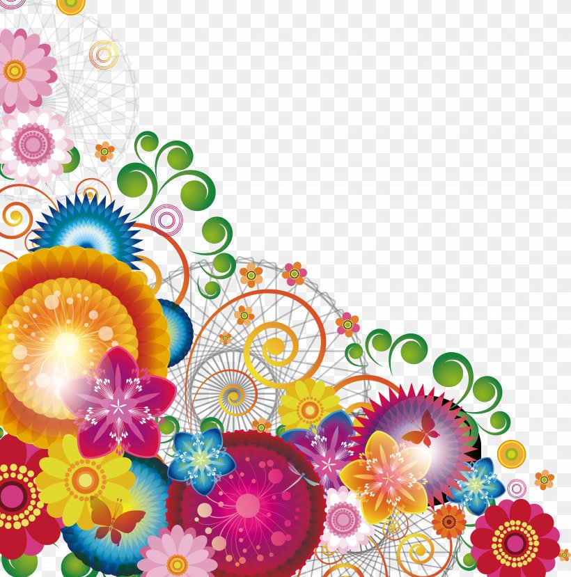 Color Decorative Pattern, PNG, 7513x7604px, Flower, Art, Creativity, Flora, Floral Design Download Free