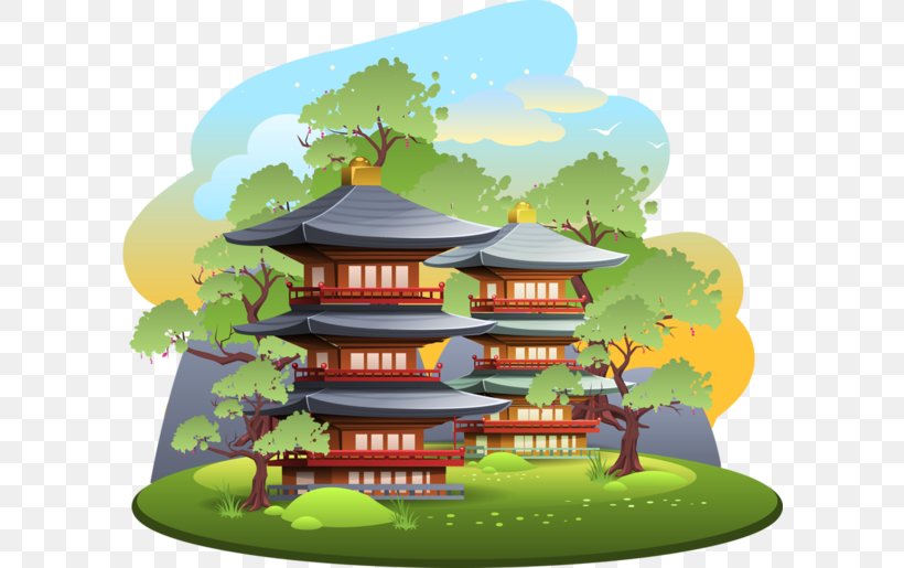 Japan Clip Art, PNG, 600x515px, Japan, Cherry Blossom, Japanese Art, Landscape, Pagoda Download Free