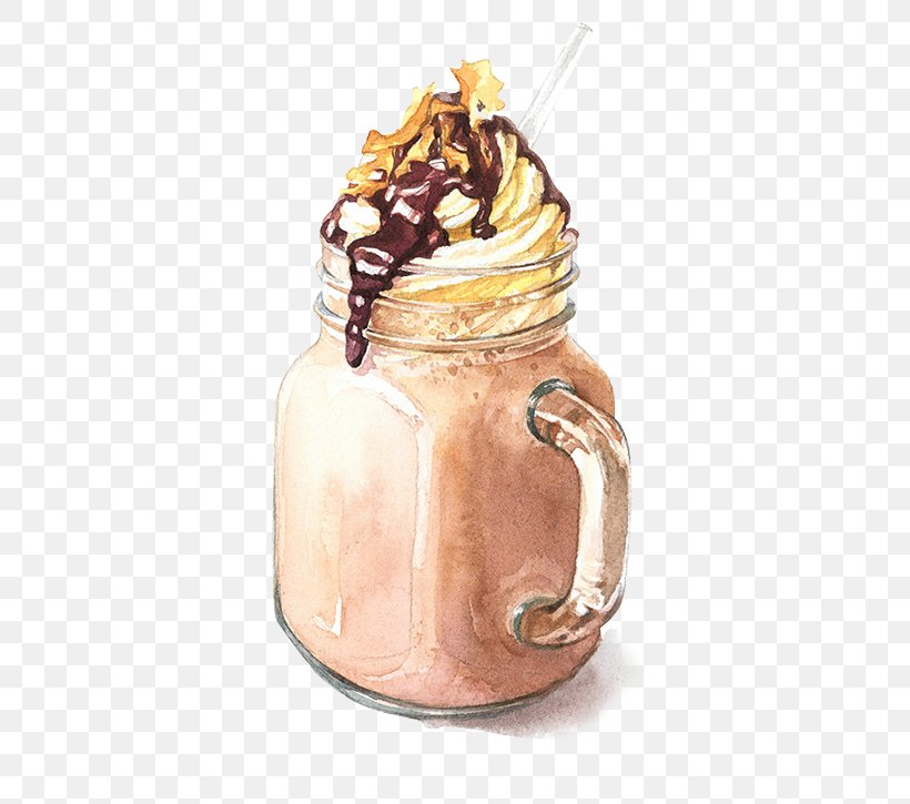 Iced Coffee Watercolor Painting Drawing Illustration, PNG, 585x725px, Coffee, Art, Coffee Cake, Coffee Time, Cream Download Free