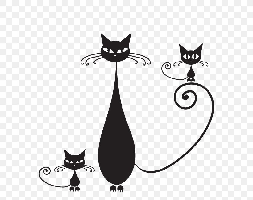 Kitten Snowshoe Cat Black Cat Silhouette Drawing, PNG, 650x650px, Kitten, Black, Black And White, Black Cat, Carnivoran Download Free