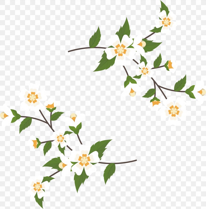 Arabian Jasmine Euclidean Vector Floral Design, PNG, 2942x2980px, Arabian Jasmine, Blossom, Branch, Flat Design, Flora Download Free