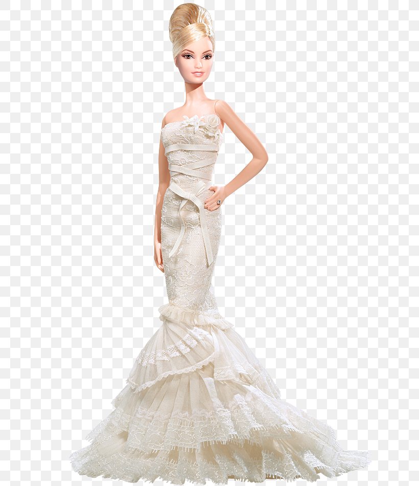 Vera Wang Bride: The Romanticist Barbie Doll #L9652 Vera Wang Bride: The Romanticist Barbie Doll #L9664 Wedding Dress, PNG, 640x950px, Watercolor, Cartoon, Flower, Frame, Heart Download Free