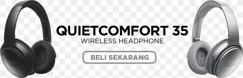 Headphones Bose QuietComfort 35 Headset Bose Corporation Wireless, PNG, 1125x366px, Headphones, Active Noise Control, Audio, Audio Equipment, Black And White Download Free