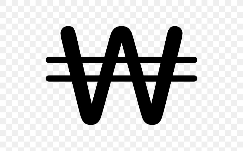 South Korean Won Currency Symbol North Korean Won, PNG, 512x512px, South Korea, Banknote, Black And White, Brand, Currency Download Free