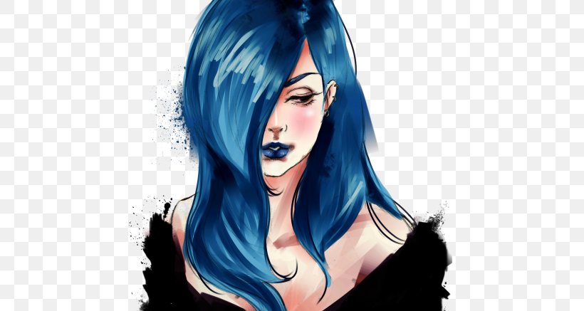 Drawing Blue Hair, PNG, 700x437px, Watercolor, Cartoon, Flower, Frame, Heart Download Free