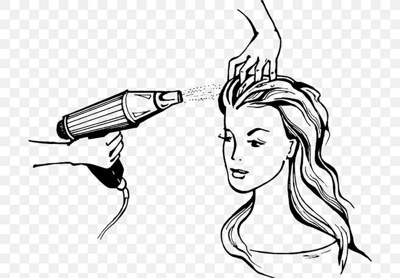 Hair Dryers Hairstyle French Braid Finger, PNG, 704x570px, Hair Dryers, Arm, Artwork, Black, Black And White Download Free