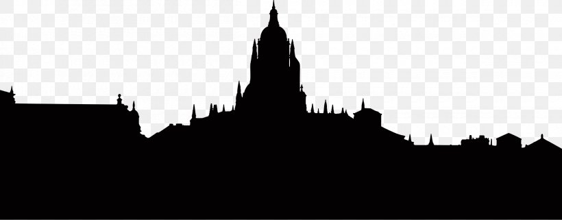Segovia Cathedral Silhouette Avant Le Labyrinthe: La Braise Church, PNG, 2400x940px, Silhouette, Black And White, Building, Cathedral, Church Download Free