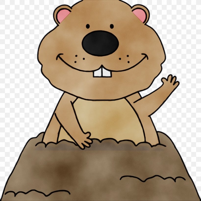 Groundhog Day, PNG, 1024x1024px, Watercolor, Animated Cartoon, Animation, Bear, Brown Download Free