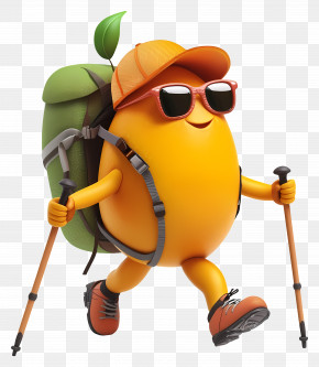 Hiking - Adventurous Mango With Backpack PNG
