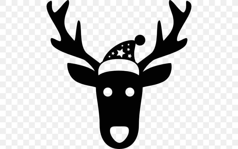 Reindeer Santa Claus Christmas Père Noël, PNG, 512x512px, Reindeer, Antler, Black And White, Christmas, Deer Download Free