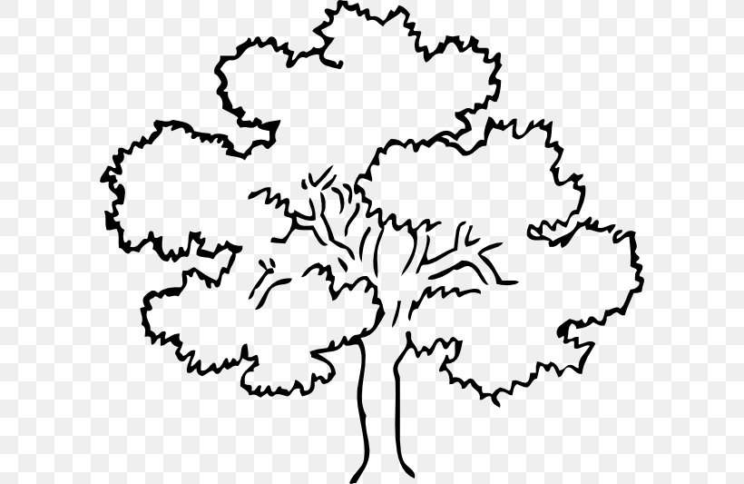 Tree Oak Outline Clip Art, PNG, 600x533px, Tree, Area, Black, Black And White, Branch Download Free