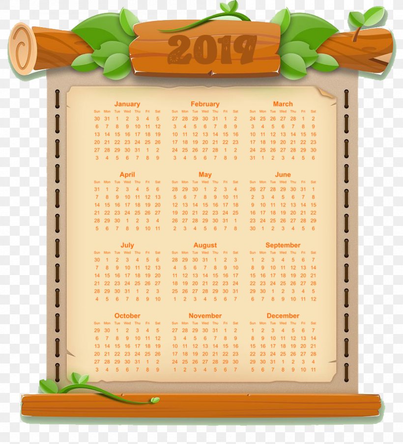 Vintage 2019 Calendar Printable Year-Long On Page., PNG, 900x993px, Borders And Frames, Calendar, Decorative Borders, Game, User Download Free