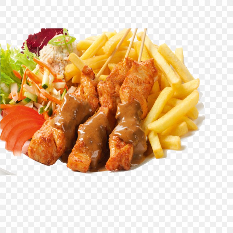 French Fries Souvlaki Satay Eetcafé De Tol Kebab, PNG, 1000x1000px, French Fries, American Food, Animal Source Foods, Baguette, Cuisine Download Free