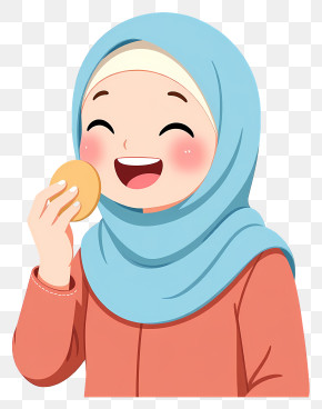 Muslim Woman Doing Makeup - Smiling Girl With Powder Puff PNG