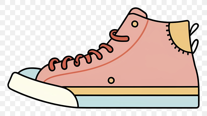 Pink And Yellow Sneaker - Pink Doodle Sneaker Illustration PNG